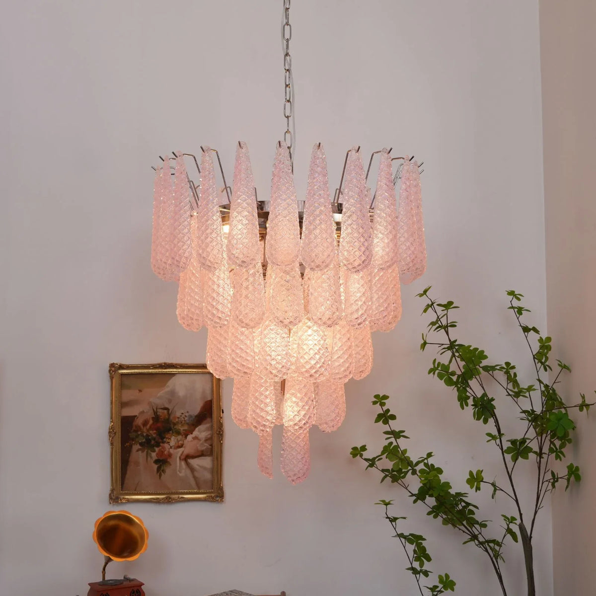 Pink Glass Petals Chandelier - view 18 | Metavaya