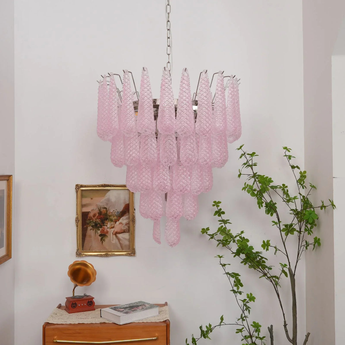 Pink Glass Petals Chandelier - view 23 | Metavaya