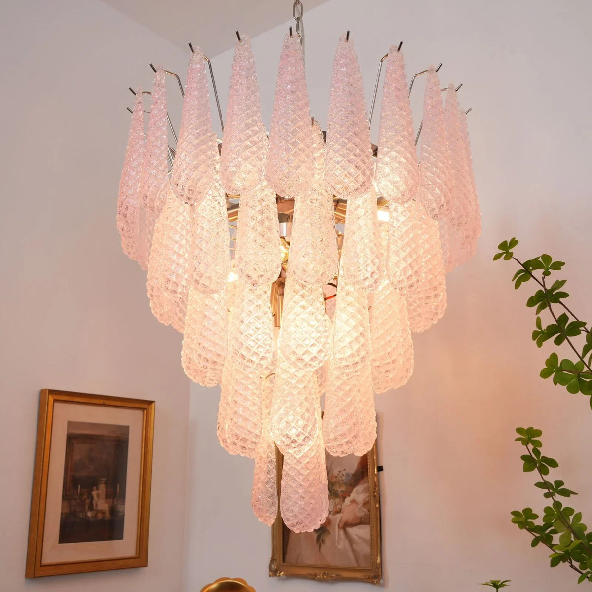 Pink Glass Petals Chandelier - view 24 | Metavaya
