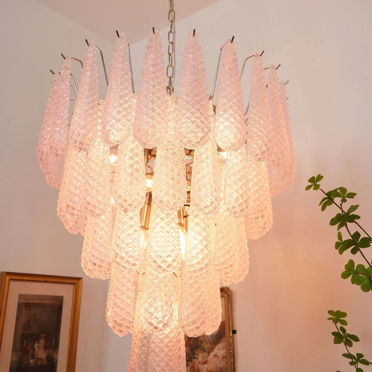 Pink Glass Petals Chandelier - view 20 | Metavaya