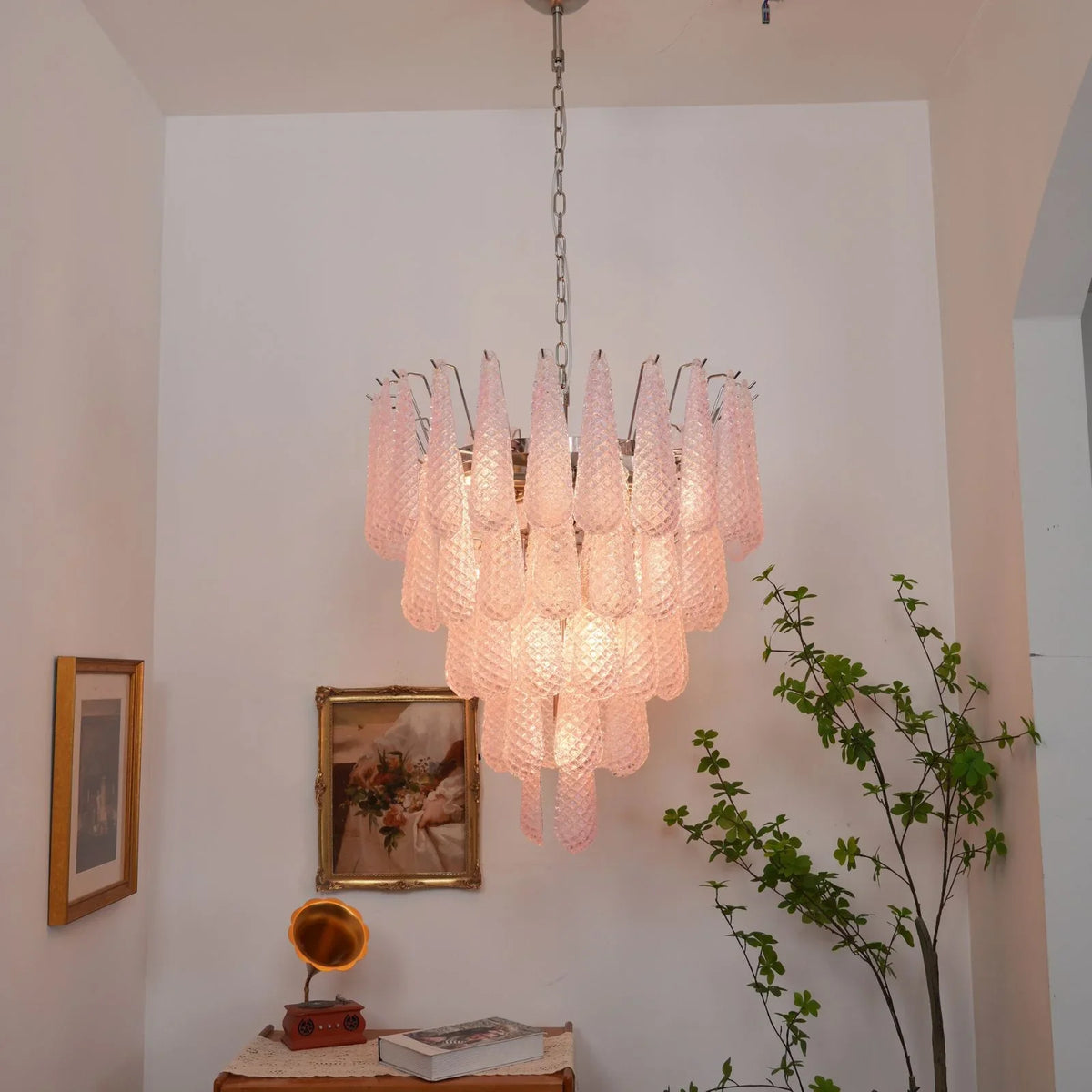 Pink Glass Petals Chandelier - view 21 | Metavaya