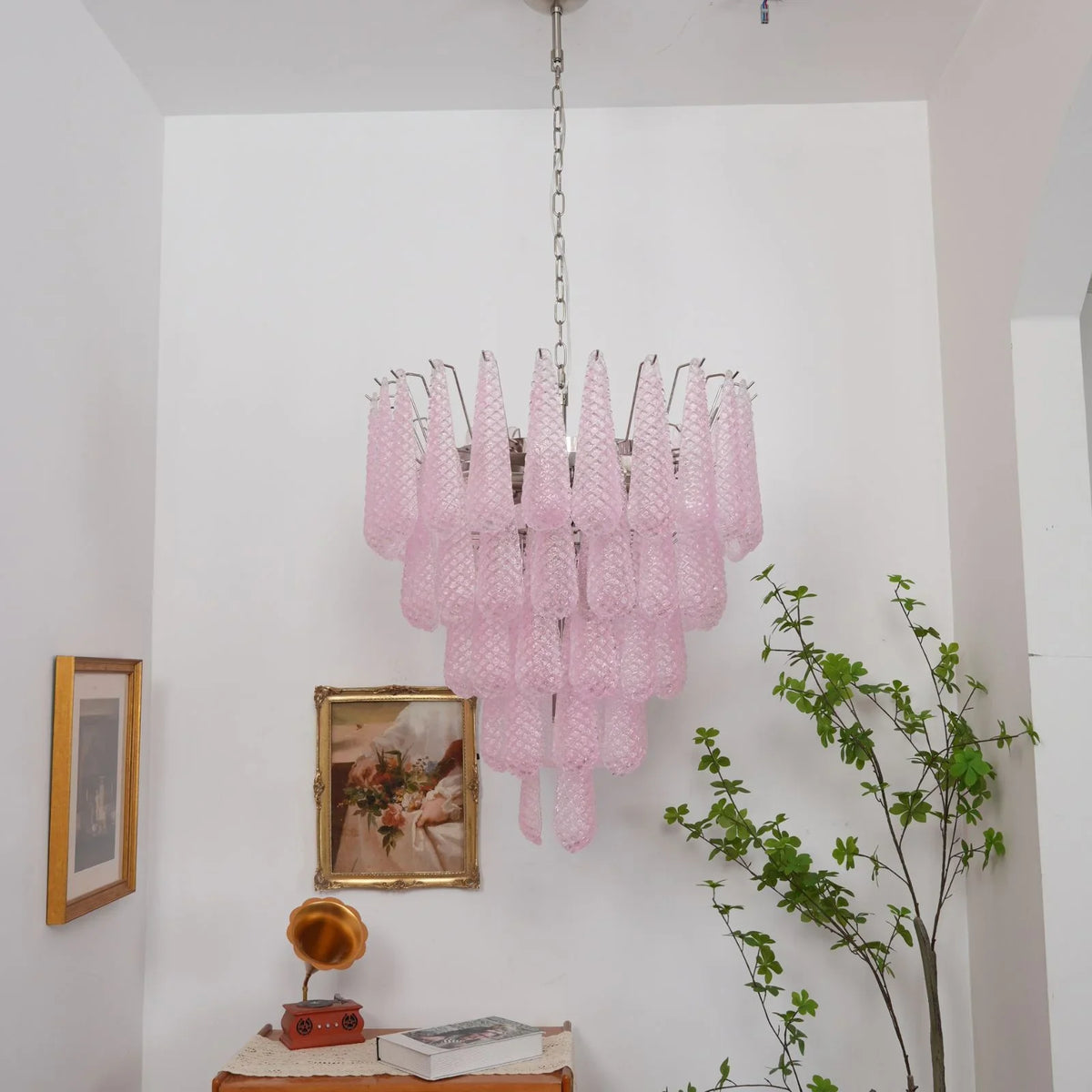 Pink Glass Petals Chandelier - view 25 | Metavaya