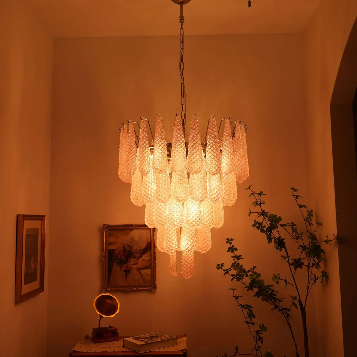 Pink Glass Petals Chandelier - view 22 | Metavaya