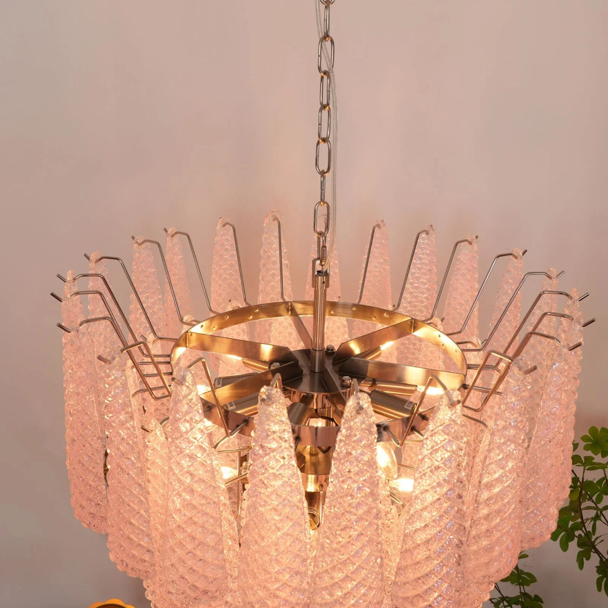 Pink Glass Petals Chandelier - view 26 | Metavaya