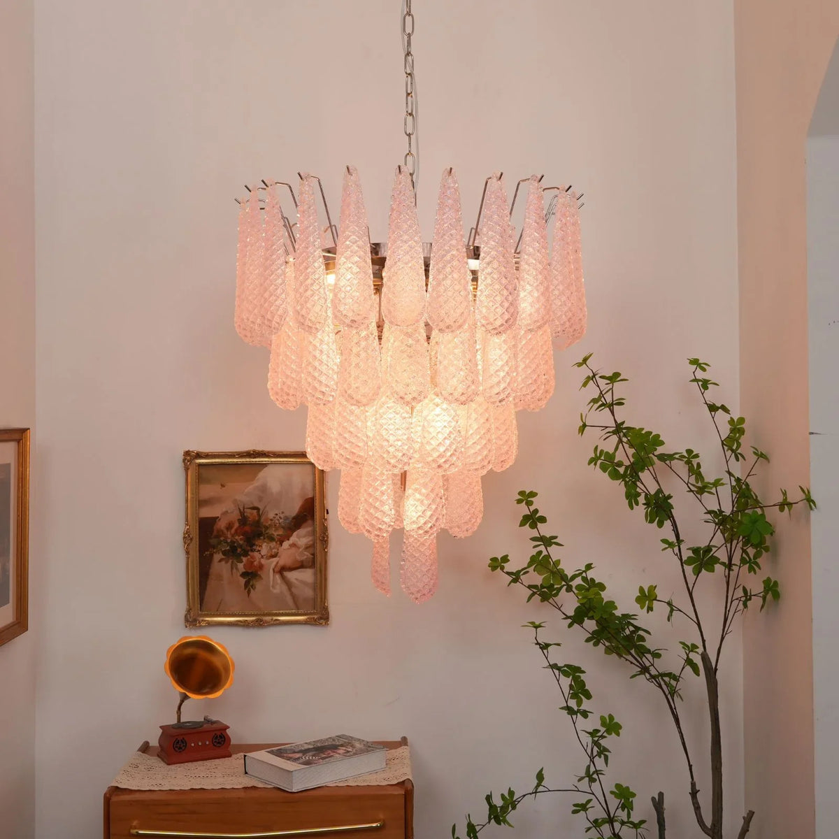 Pink Glass Petals Chandelier - view 27 | Metavaya