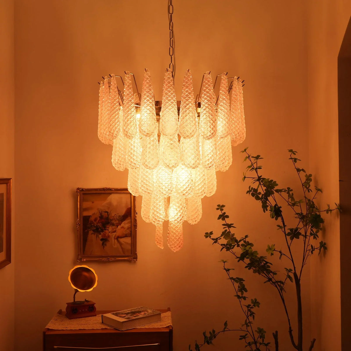 Pink Glass Petals Chandelier - view 29 | Metavaya