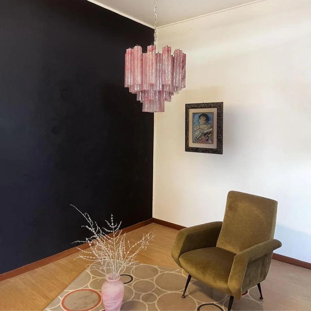 Pink Tubes Chandelier - view 4 | Metavaya
