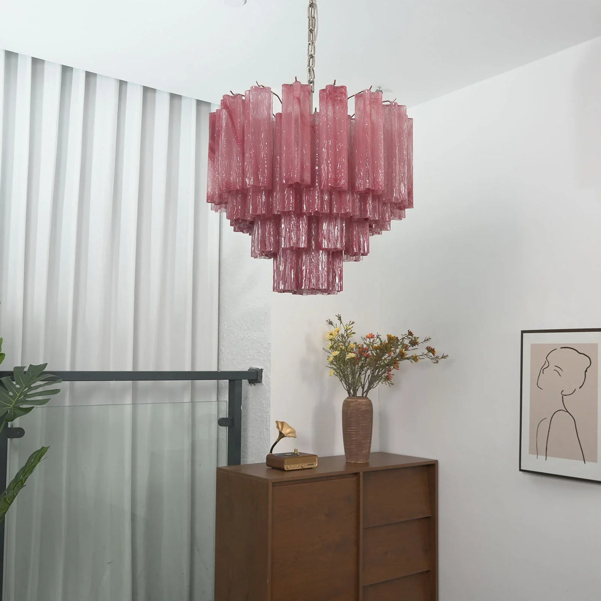 Pink Tubes Chandelier - view 29 | Metavaya