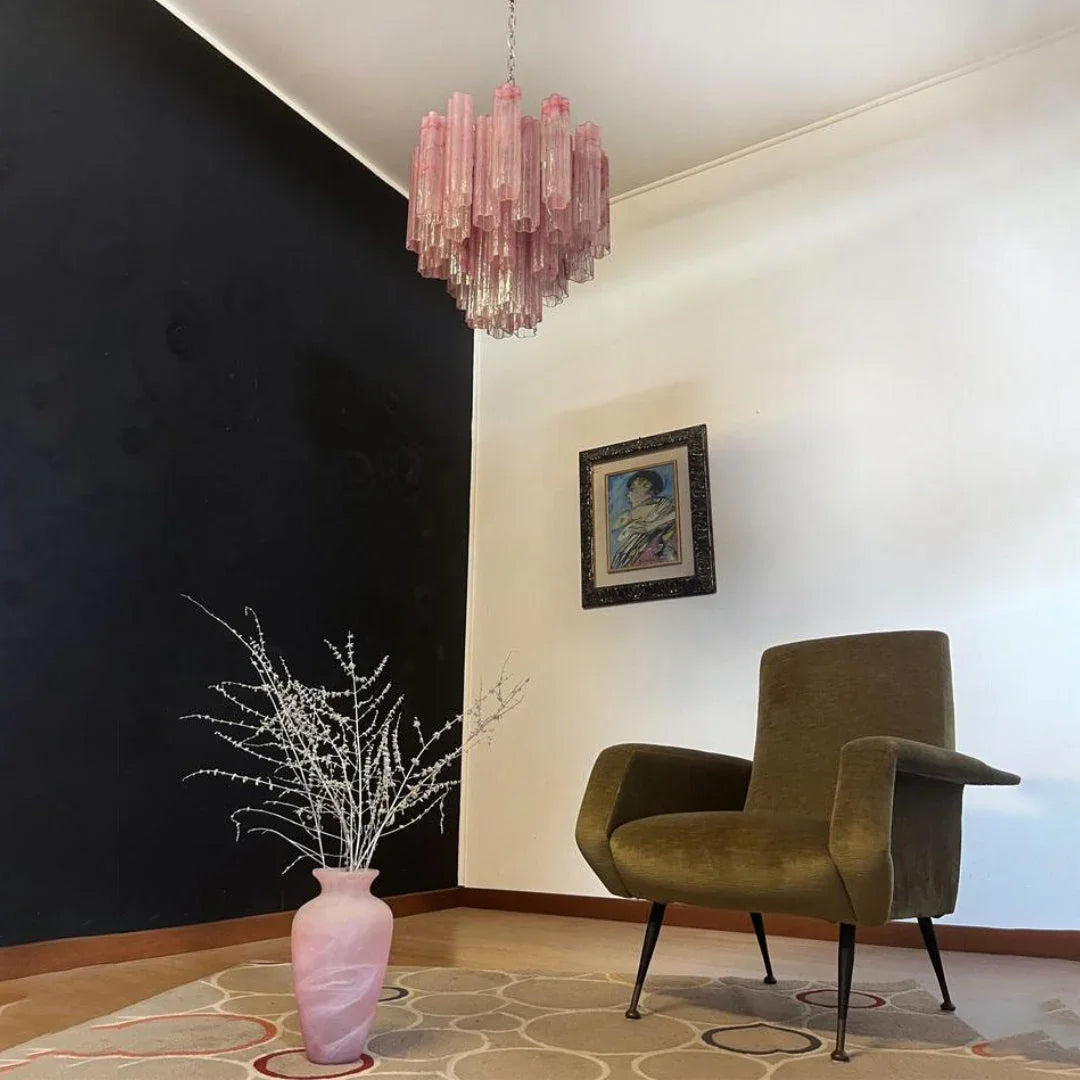 Pink Tubes Chandelier - view 7 | Metavaya