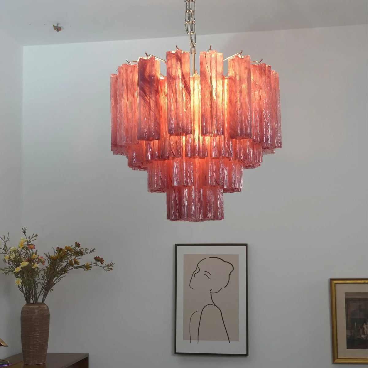 Pink Tubes Chandelier - view 33 | Metavaya