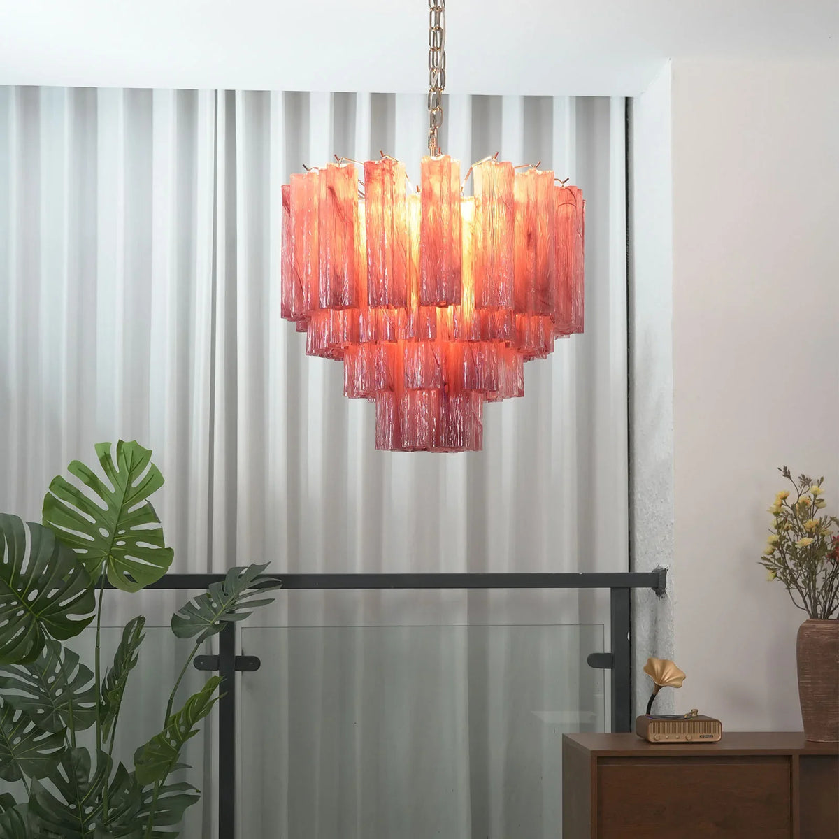 Pink Tubes Chandelier - view 34 | Metavaya