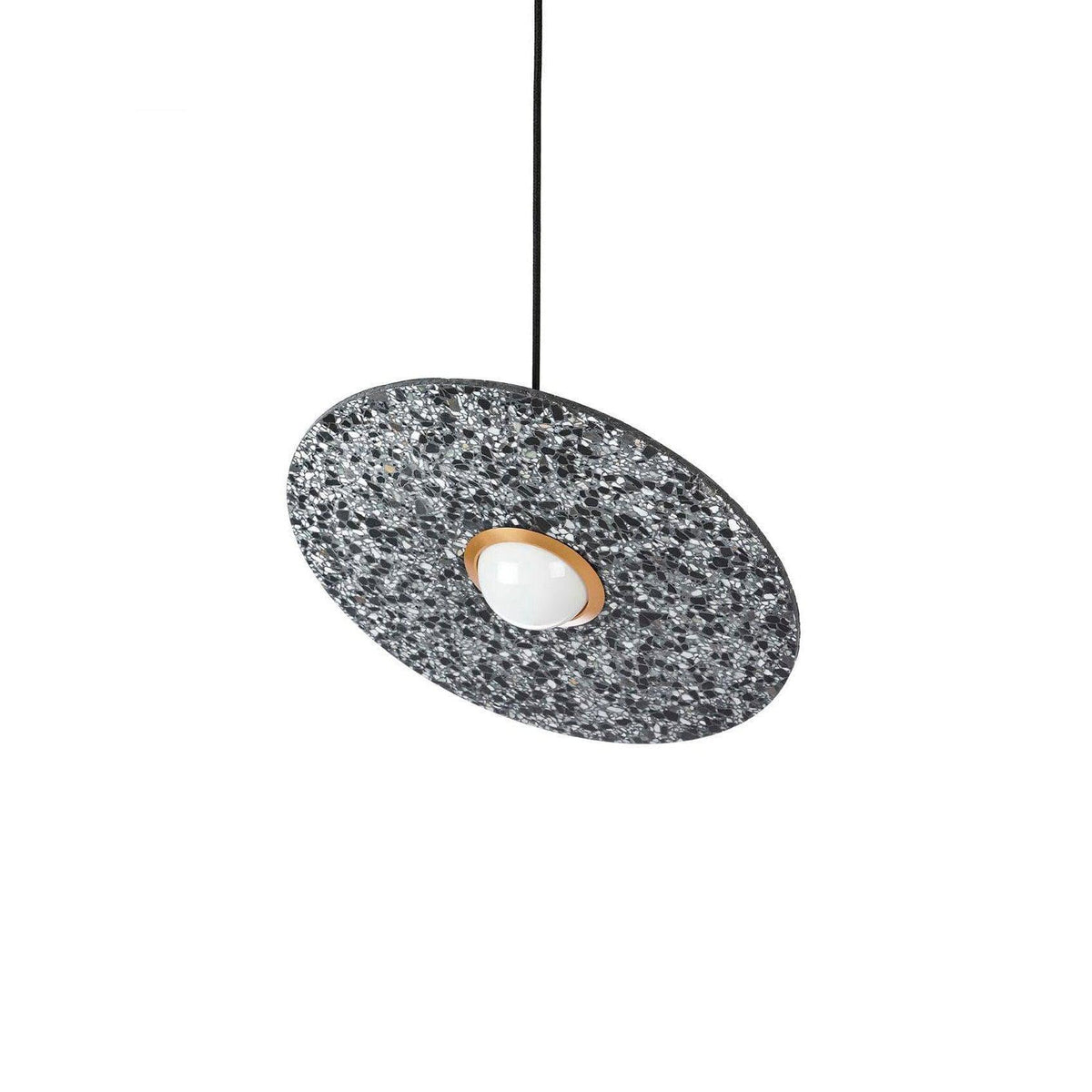 Metavaya Pendant Light Dia 40cm x H 15cm / ∅ 15.8″ x H 5.9″ / Black Terrazzo Conical Concrete Pendant Light 6938617816353 M2023112403-1