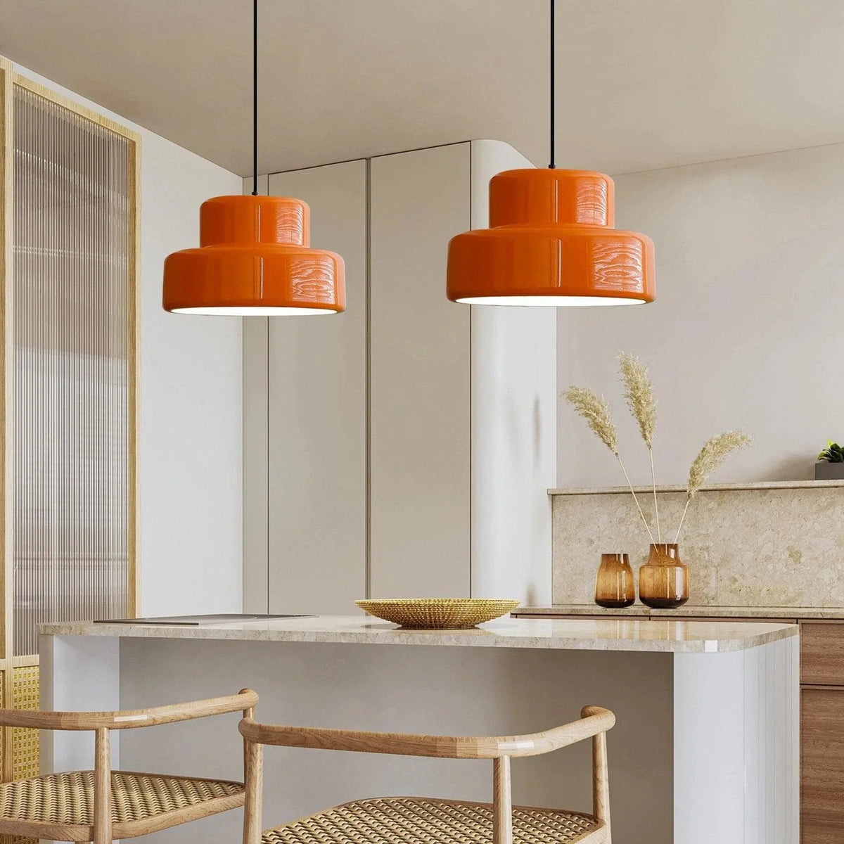 Metavaya Pendant Lamp Dia 35cm x H 20cm / ∅ 13.8″ x H 7.9″ / Orange Poker Pendant Lamp 6938617817497 M2023113004-1