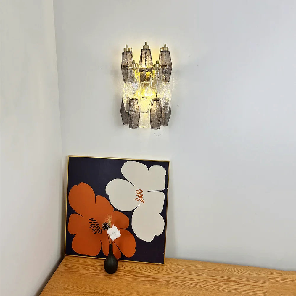 Poliedri Smoked Transparent Wall Lamp - view 2 | Metavaya