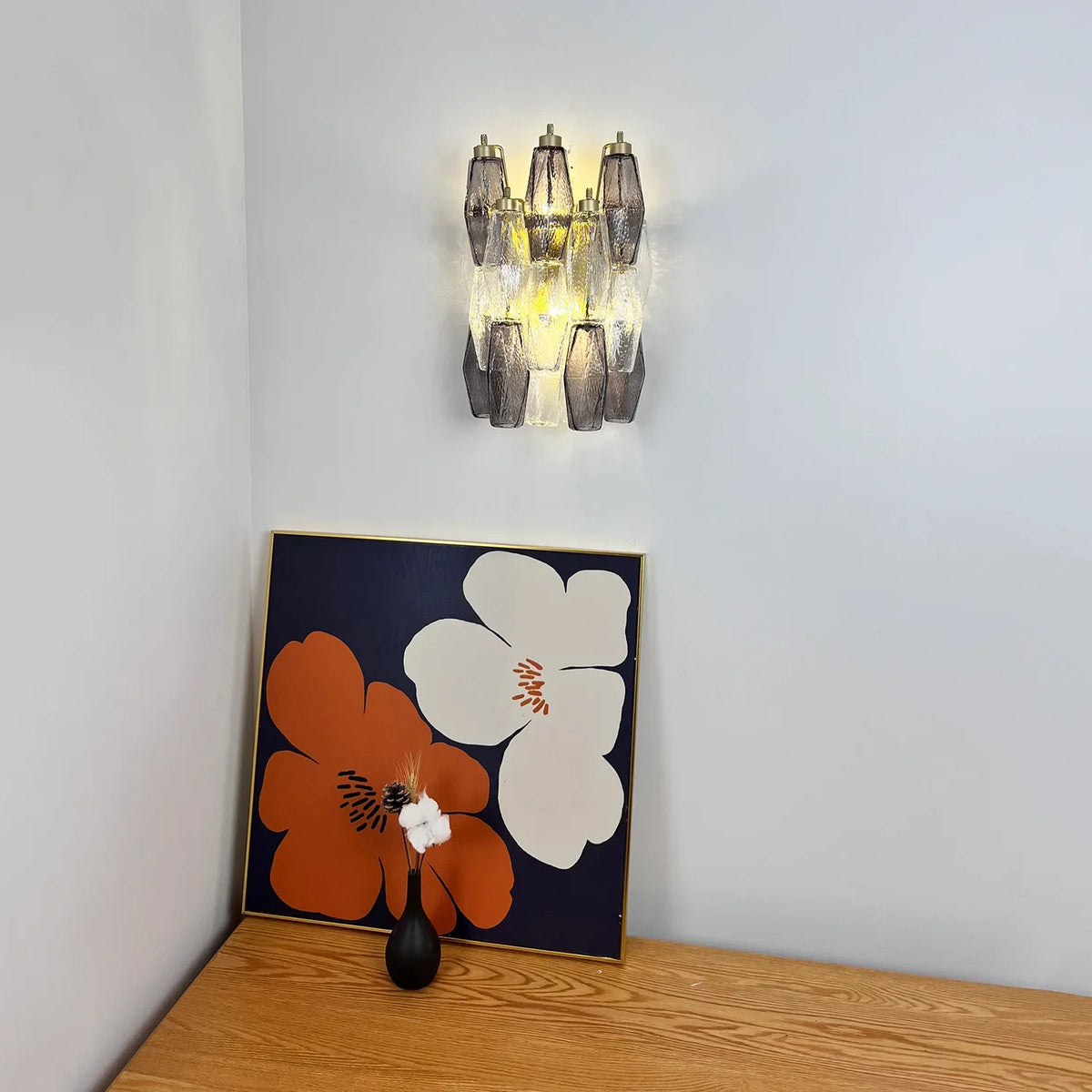 Poliedri Smoked Transparent Wall Lamp - view 3 | Metavaya