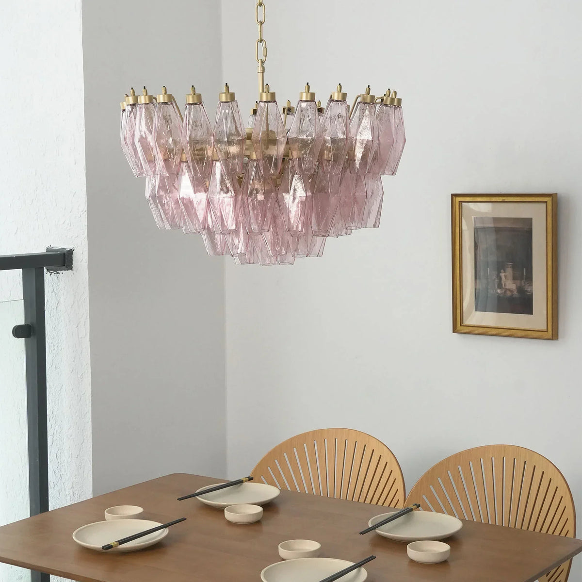 Poliedri Pink Chandelier - view 5 | Metavaya