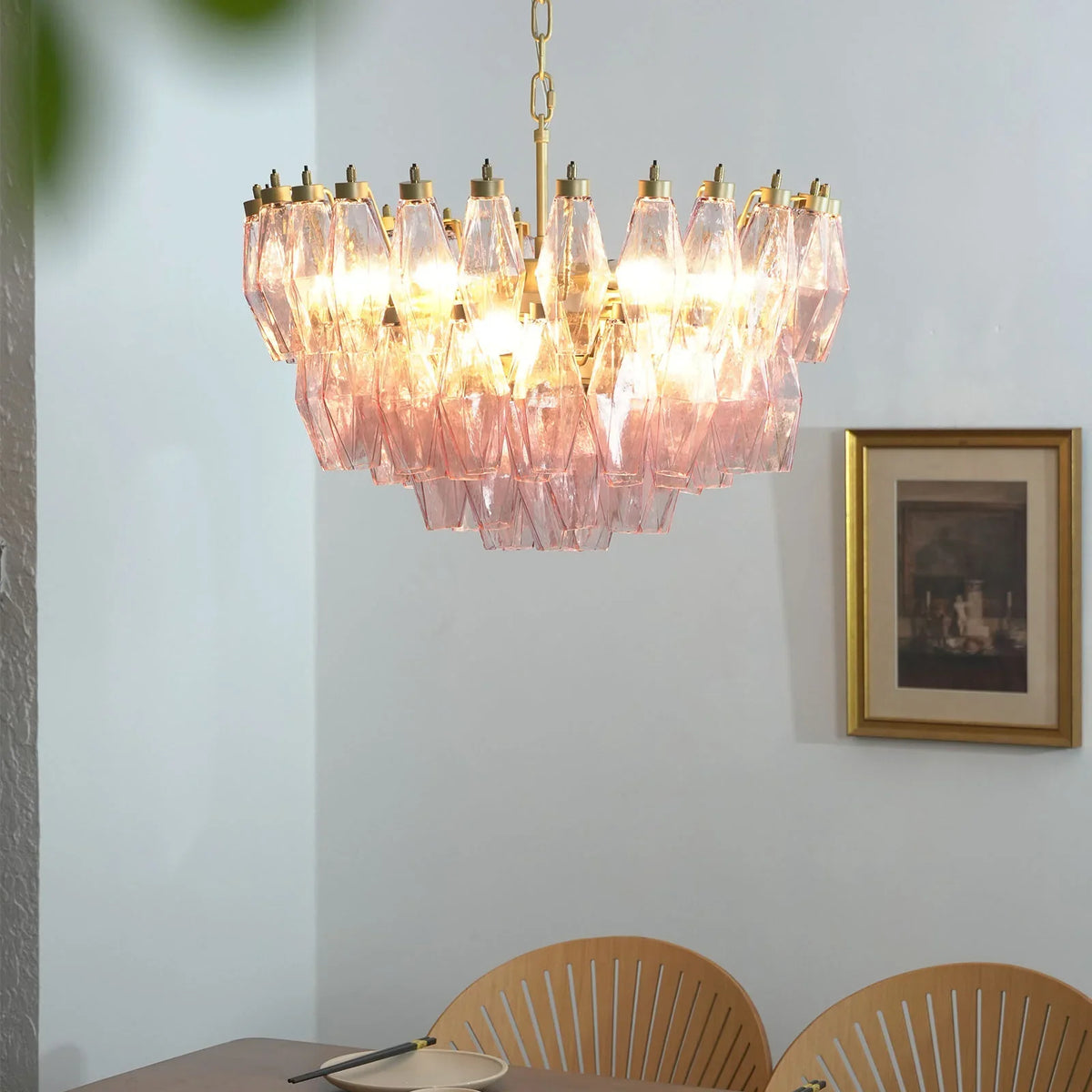 Poliedri Pink Chandelier - view 9 | Metavaya
