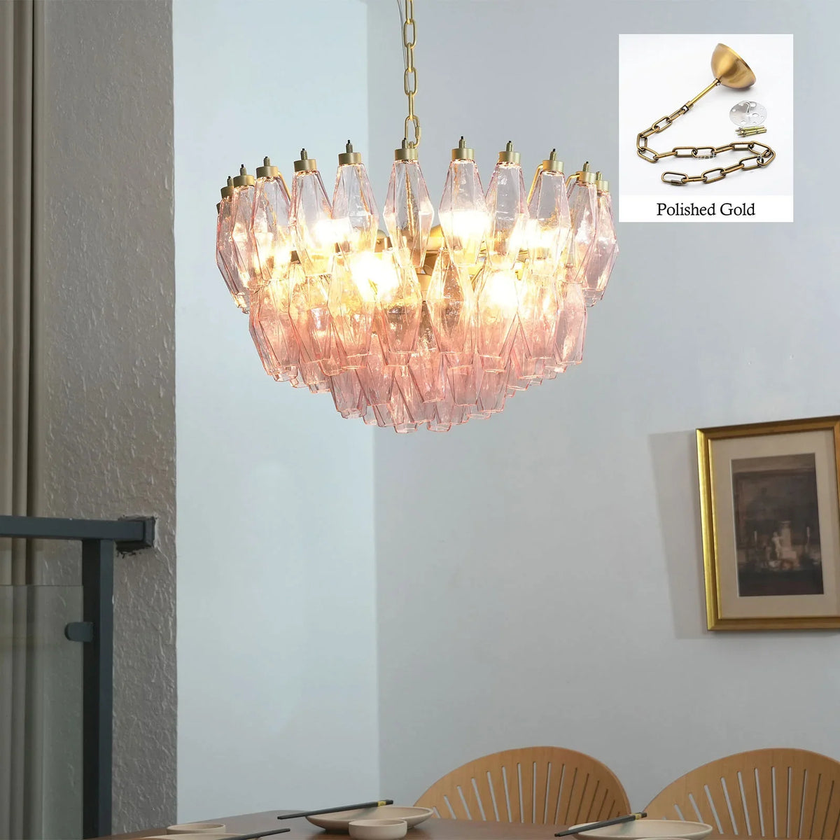 Poliedri Pink Chandelier - view 19 | Metavaya