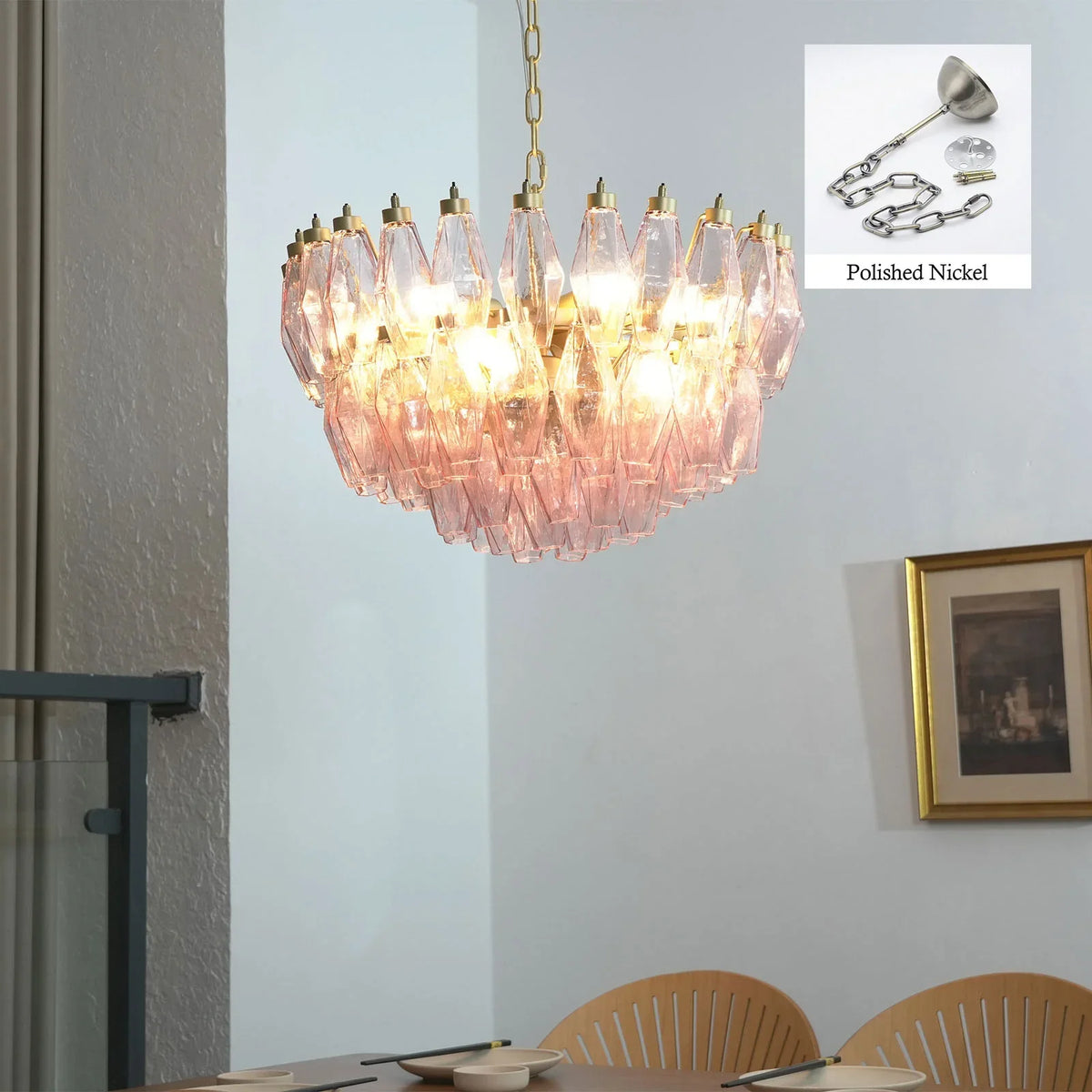 Poliedri Pink Chandelier - view 20 | Metavaya