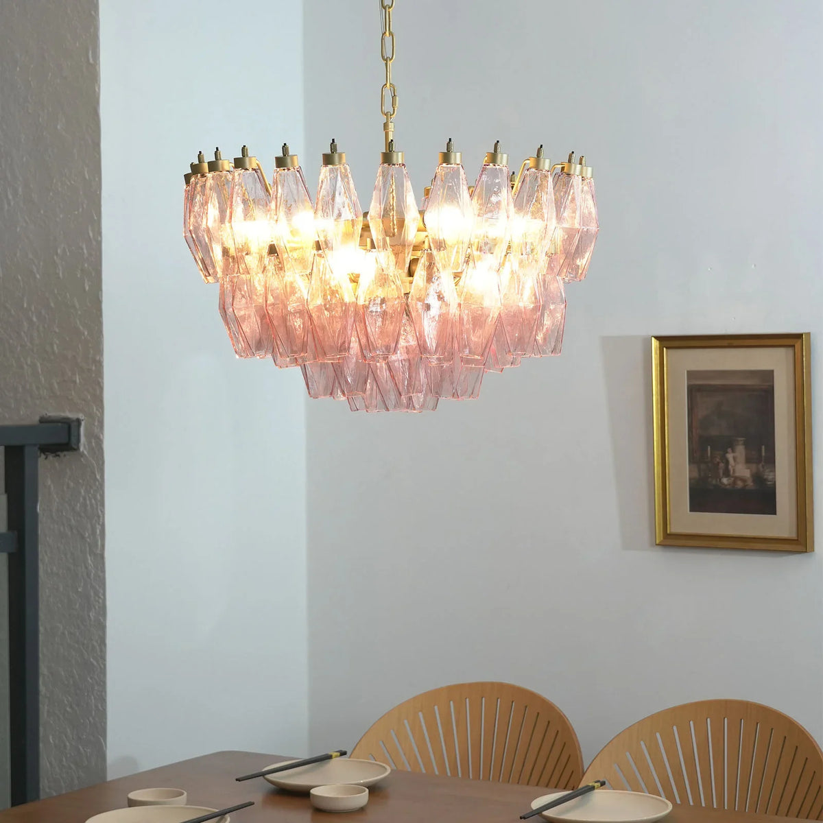 Poliedri Pink Chandelier - view 3 | Metavaya