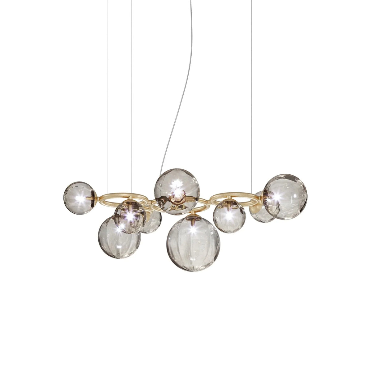 Metavaya Chandelier 9 Heads : Dia 100cm x H 30cm / ∅ 39.3″ x H 11.8 / Gold / Smoke grey Puppet Ring Chandelier 662668837819 M2023121901-20 Puppet Ring Chandelier | Special Sale