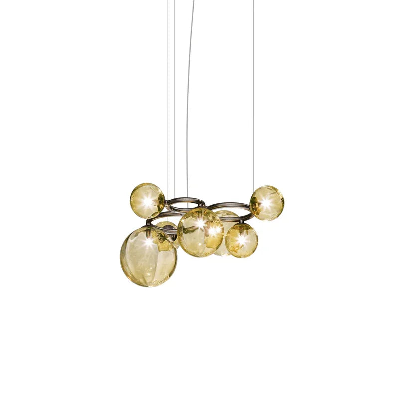 Metavaya Chandelier 7 Heads : Dia 78cm x H 30cm / ∅ 30.7″ x H 11.8″ / Red Copper / Amber Puppet Ring Chandelier 662668837765 M2023121901-15 Puppet Ring Chandelier | Special Sale