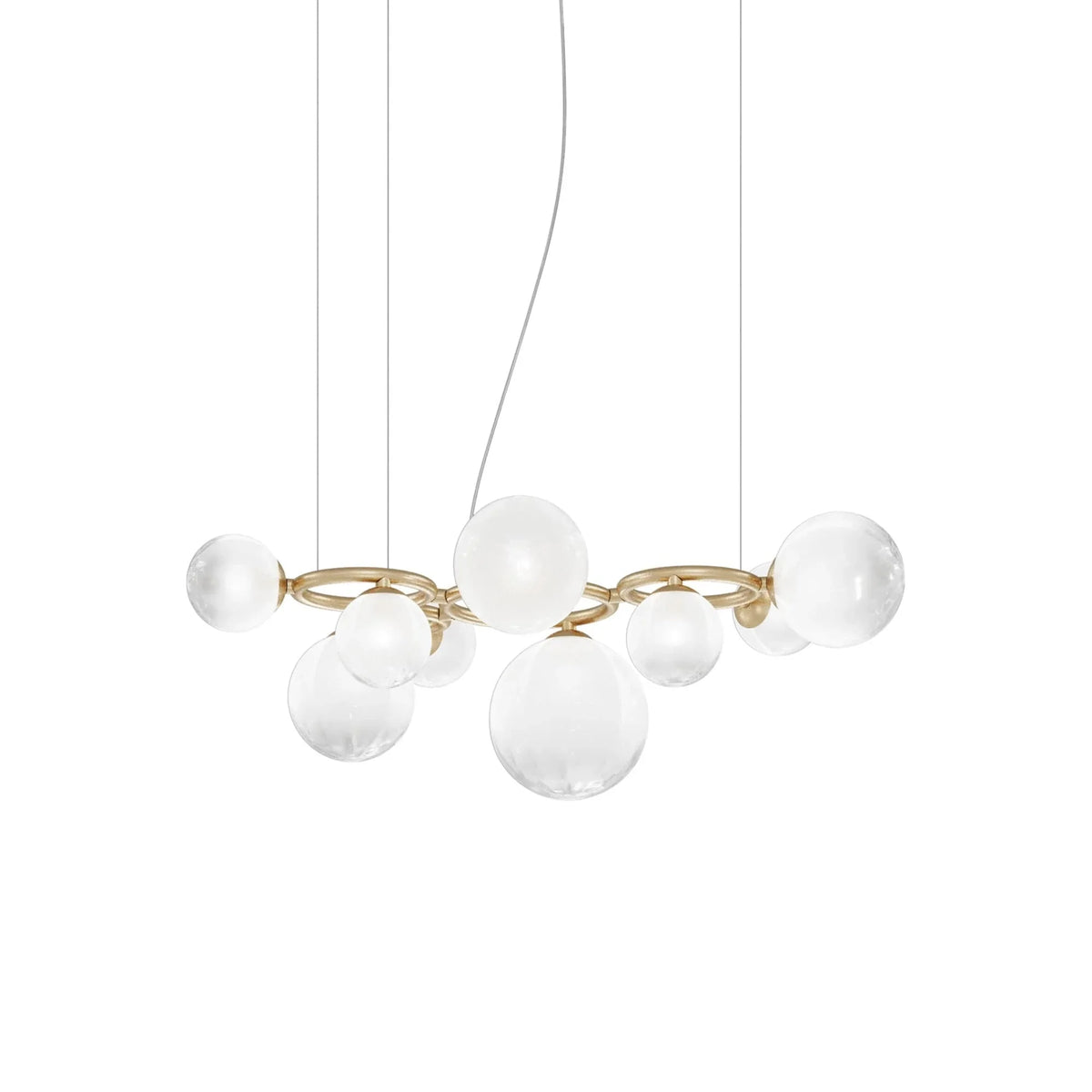 Metavaya Chandelier 9 Heads : Dia 100cm x H 30cm / ∅ 39.3″ x H 11.8 / Gold / White Puppet Ring Chandelier 662668837789 M2023121901-17 Puppet Ring Chandelier | Special Sale