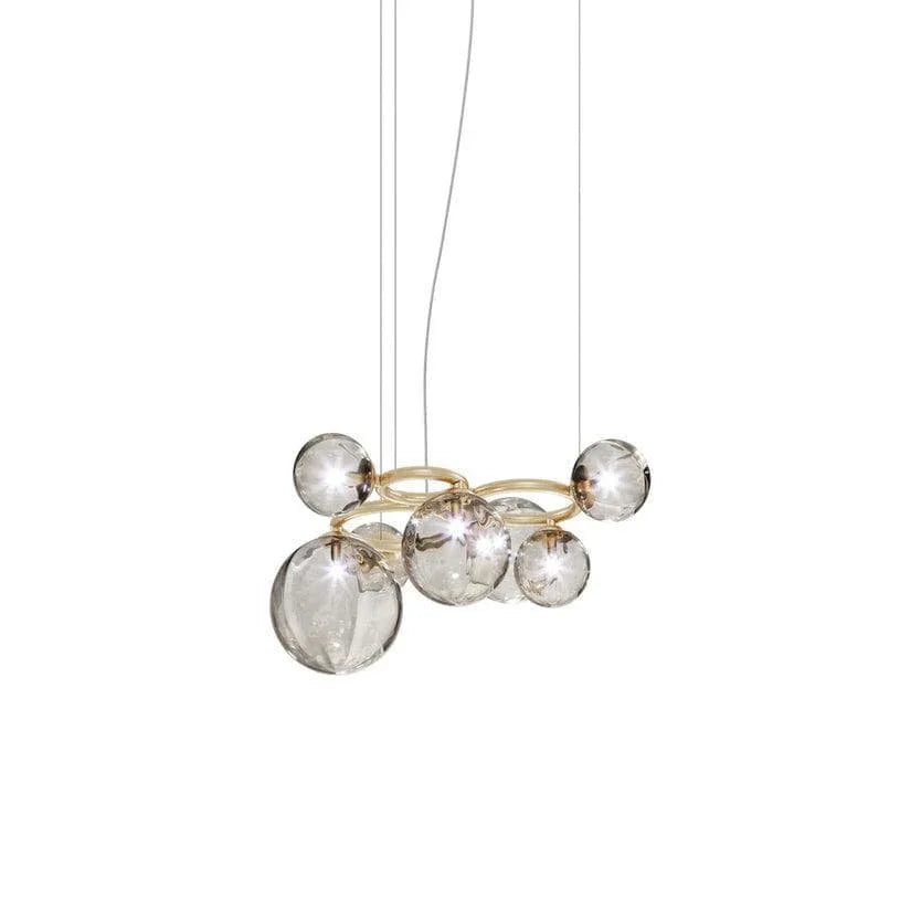 Metavaya Chandelier 7 Heads : Dia 78cm x H 30cm / ∅ 30.7″ x H 11.8″ / Gold / Smoke grey Puppet Ring Chandelier 662668837734 M2023121901-12 Puppet Ring Chandelier | Special Sale