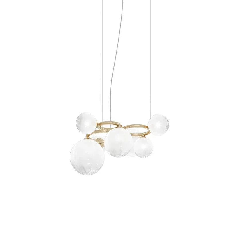 Metavaya Chandelier 7 Heads : Dia 78cm x H 30cm / ∅ 30.7″ x H 11.8″ / Gold / White Puppet Ring Chandelier 662668837703 M2023121901-9 Puppet Ring Chandelier | Special Sale