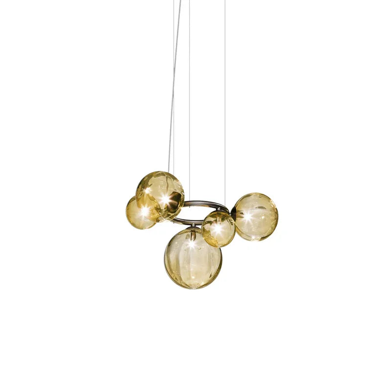 Metavaya Chandelier 5 Heads : Dia 56cm x H 30cm / ∅ 22″ x H 11.8″ / Red Copper / Amber Puppet Ring Chandelier 662668837680 M2023121901-7 Puppet Ring Chandelier | Special Sale