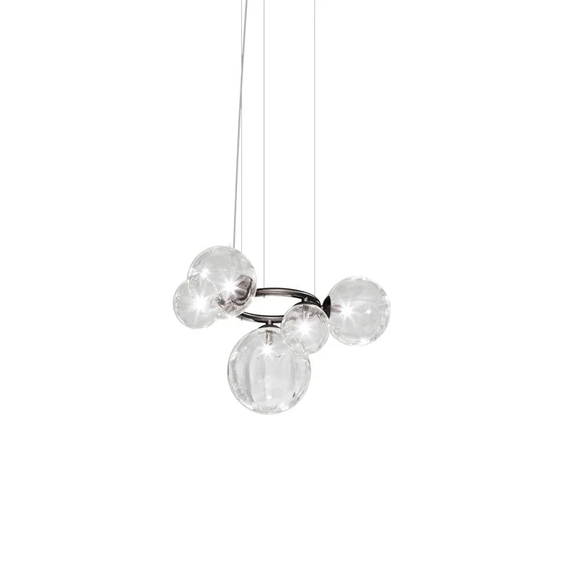Metavaya Chandelier 5 Heads : Dia 56cm x H 30cm / ∅ 22″ x H 11.8″ / Red Copper / Clear Puppet Ring Chandelier 662668837673 M2023121901-6 Puppet Ring Chandelier | Special Sale