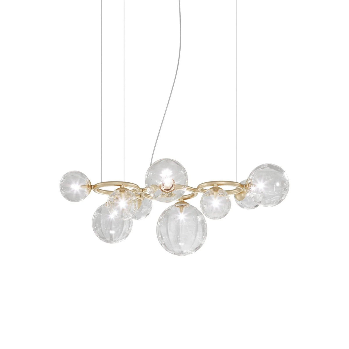 Metavaya Chandelier 9 Heads : Dia 100cm x H 30cm / ∅ 39.3″ x H 11.8 / Gold / Clear Puppet Ring Chandelier 662668837796 M2023121901-18 Puppet Ring Chandelier | Special Sale