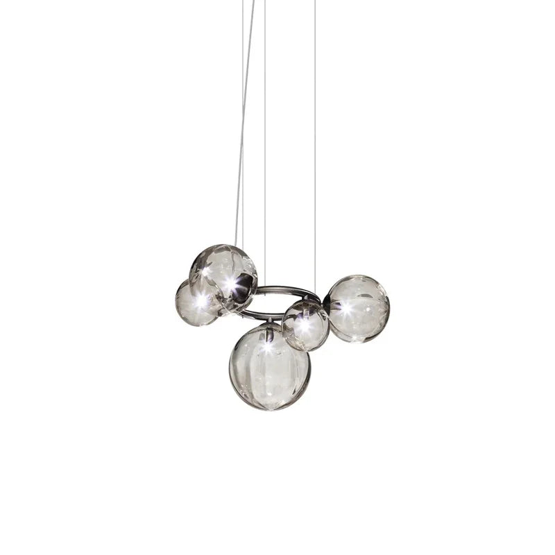 Metavaya Chandelier 5 Heads : Dia 56cm x H 30cm / ∅ 22″ x H 11.8″ / Red Copper / Smoke grey Puppet Ring Chandelier 662668837697 M2023121901-8 Puppet Ring Chandelier | Special Sale