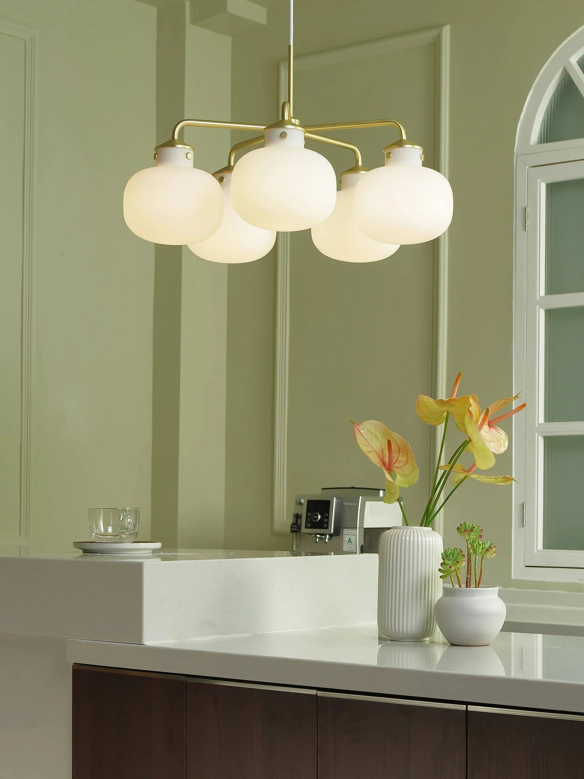 Metavaya Chandelier Raito Glass Globe Pendant Chandelier
