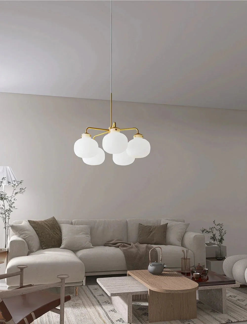 Metavaya Chandelier Raito Glass Globe Pendant Chandelier