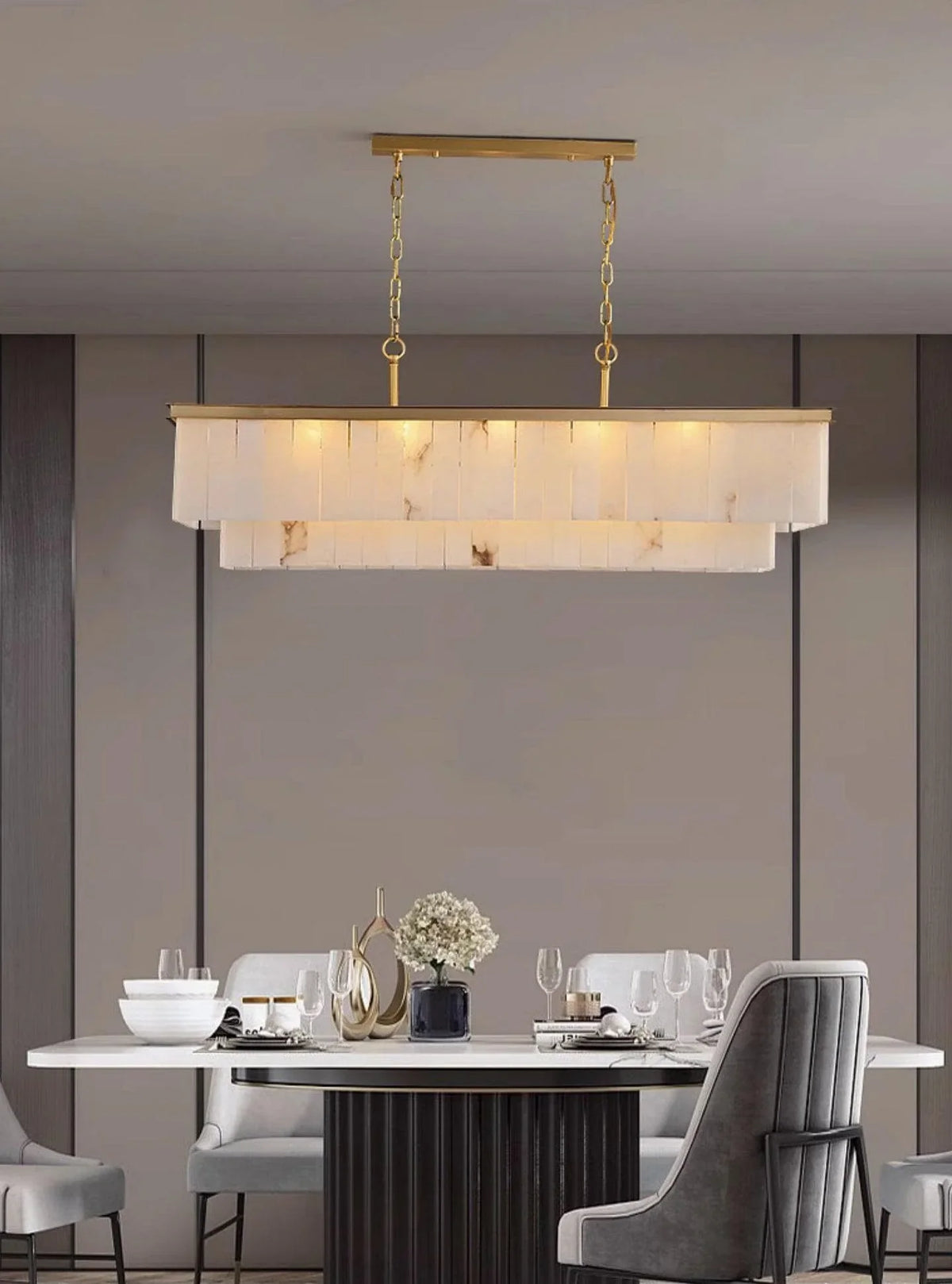 Metavaya Chandelier Rectangular marble chandelier