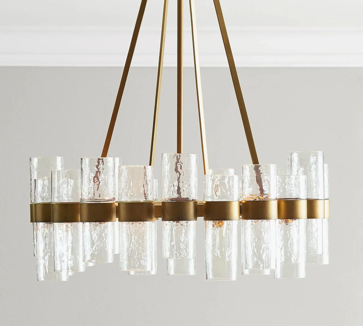 Metavaya Pendant light Dia 60cm x H 65cm / brass color Recycled glass tube pendant light 6938617781859 M2023092501-2