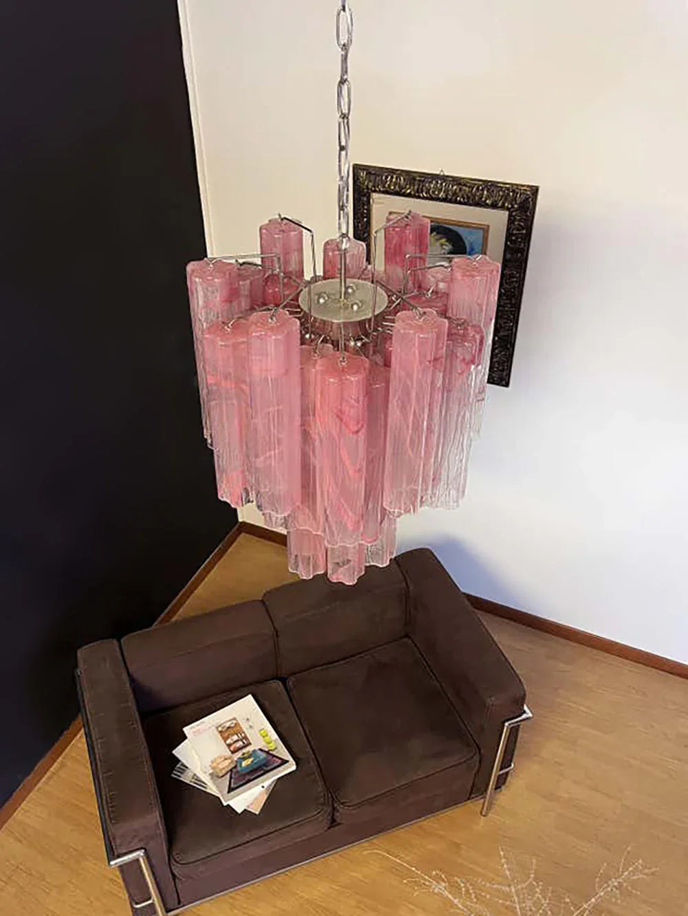 Red Glass Tube Chandelier - view 10 | Metavaya