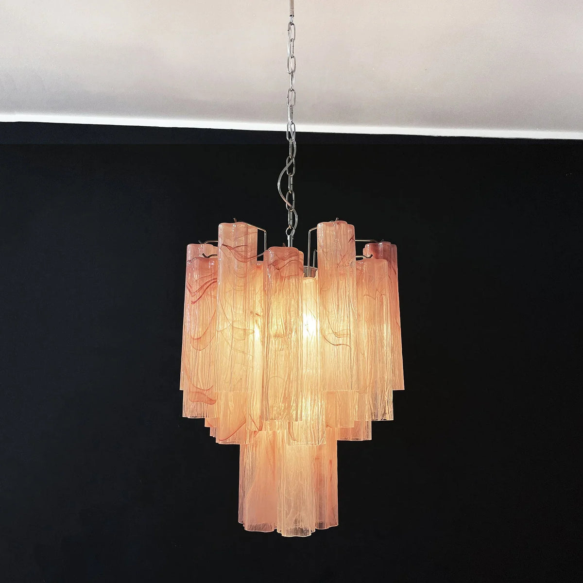Red Glass Tube Chandelier - view 11 | Metavaya