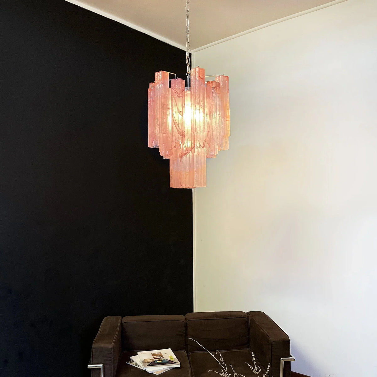 Red Glass Tube Chandelier - view 14 | Metavaya
