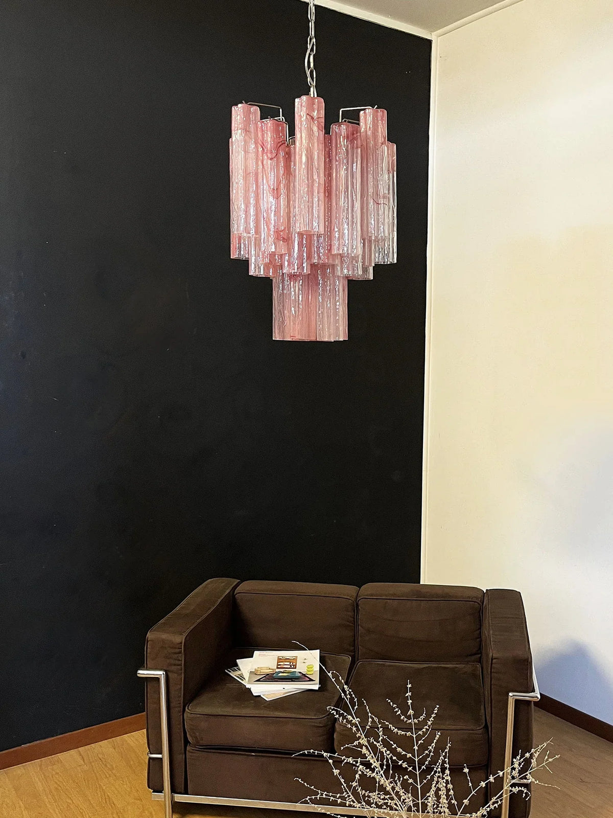 Red Glass Tube Chandelier - view 4 | Metavaya