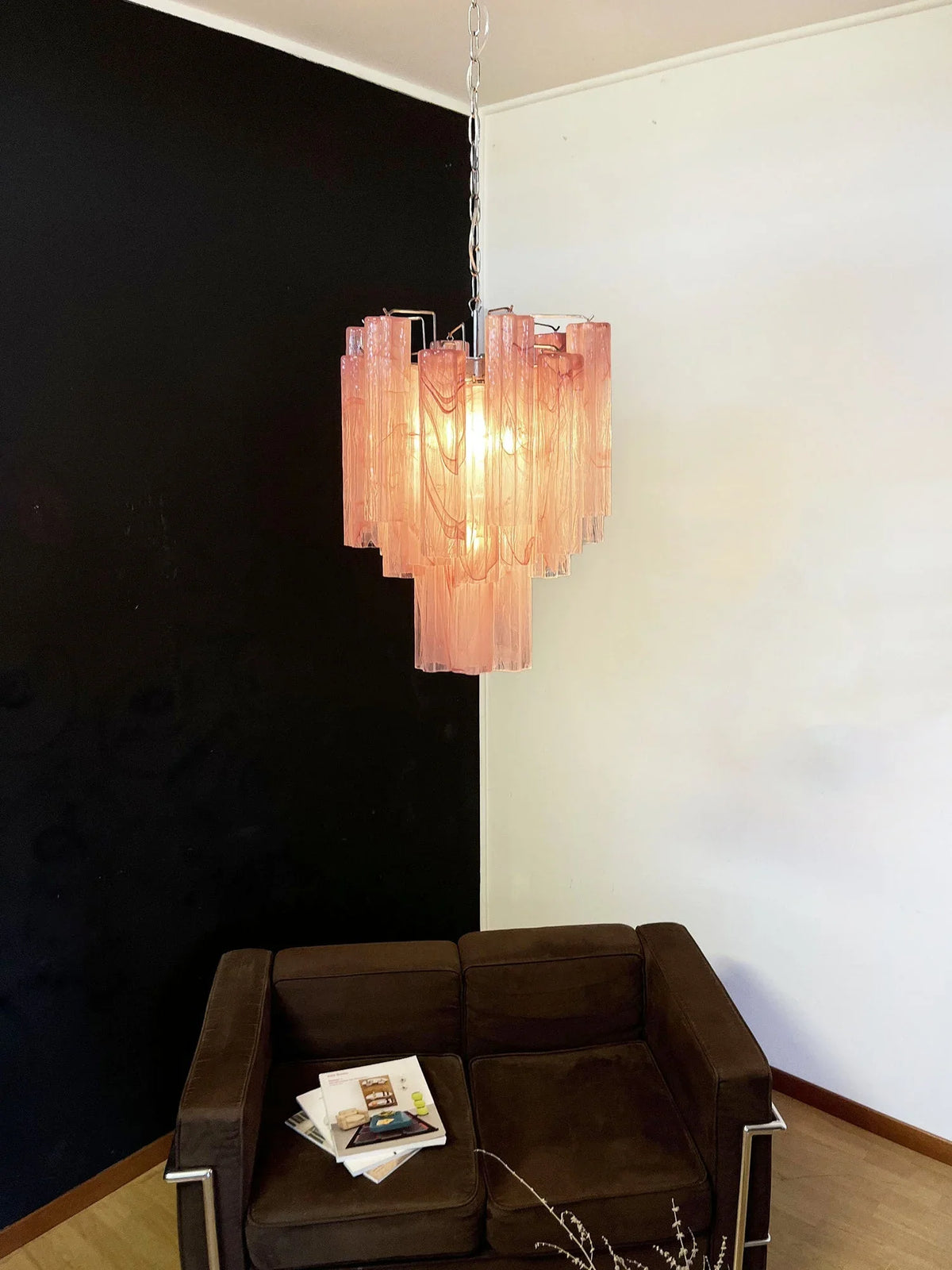 Red Glass Tube Chandelier - view 6 | Metavaya