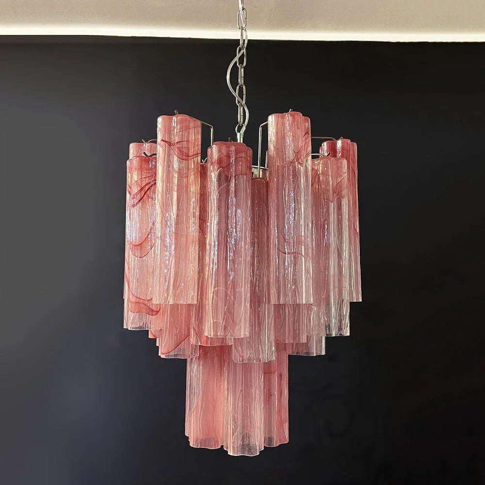 Red Glass Tube Chandelier - view 7 | Metavaya