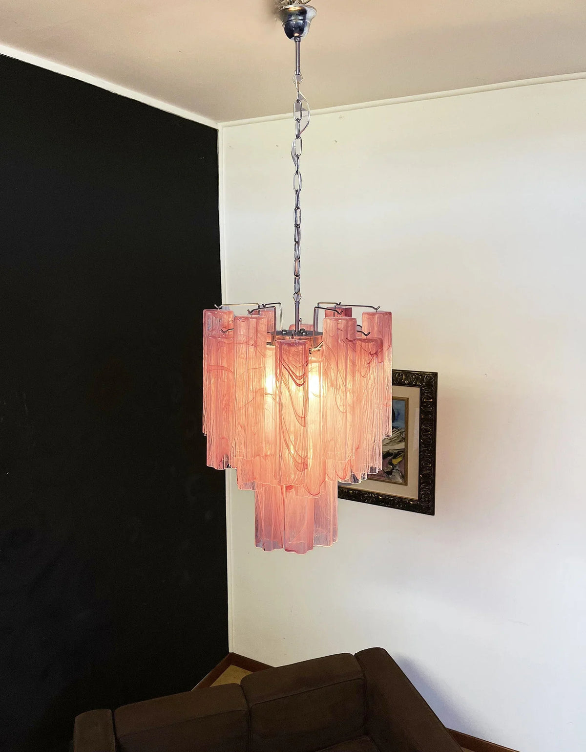 Red Glass Tube Chandelier - view 8 | Metavaya