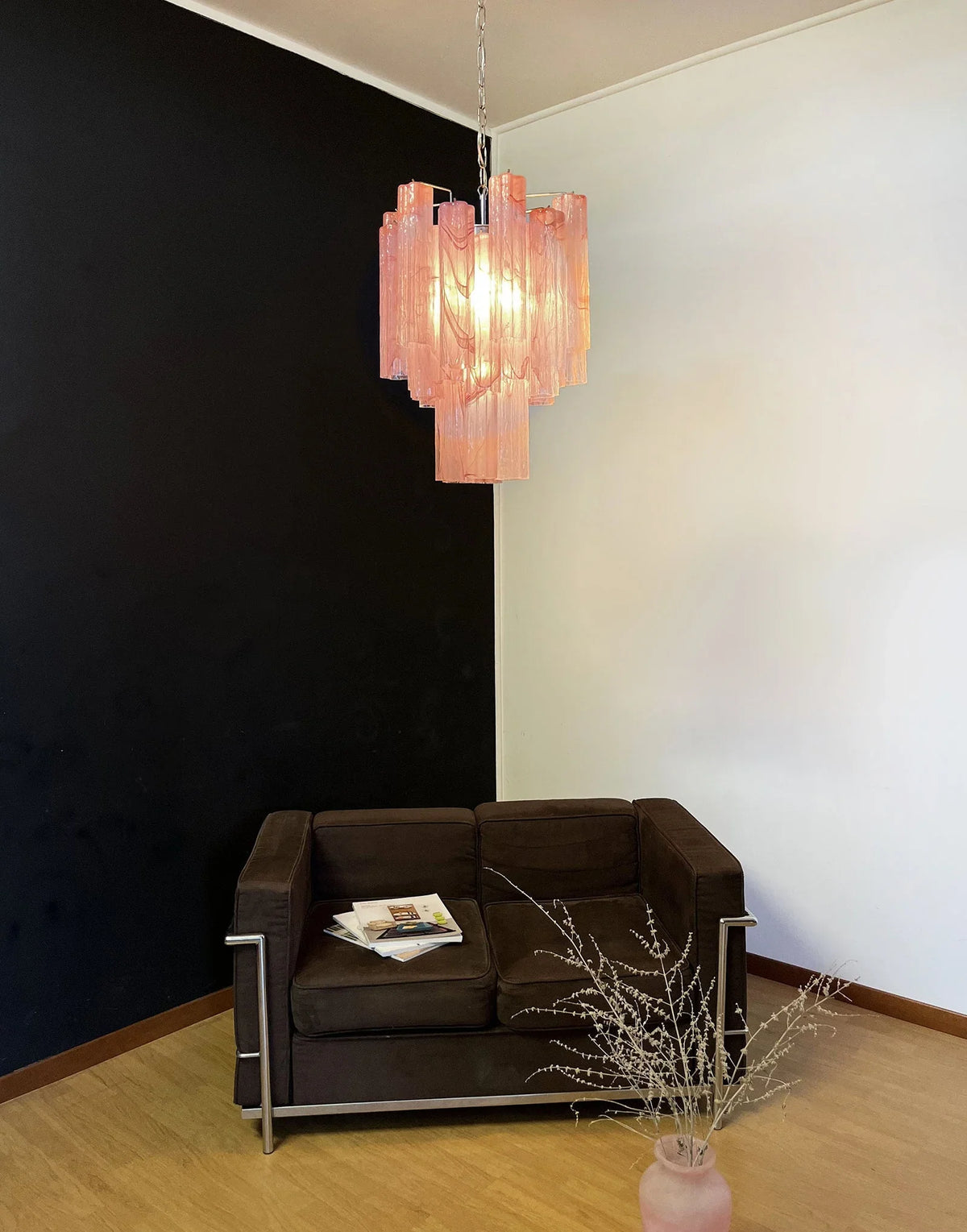 Red Glass Tube Chandelier - view 9 | Metavaya