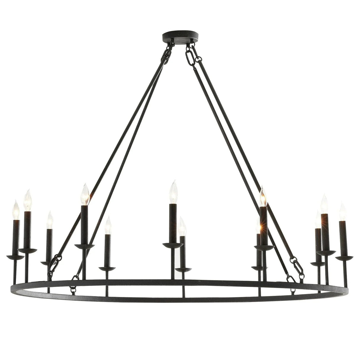 Metavaya Chandelier Dia 45cm x H 100cm / black Remington Iron Round Chandelier 6938617781866 M2023092502-1