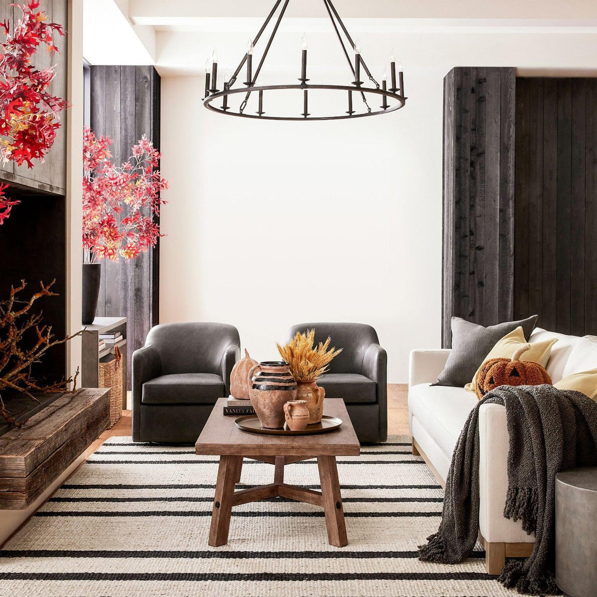Metavaya Chandelier Dia 45cm x H 100cm / black Remington Iron Round Chandelier 6938617781866 M2023092502-1