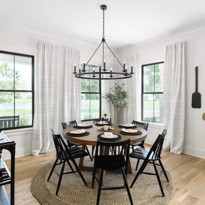 Metavaya Chandelier Dia 45cm x H 100cm / black Remington Iron Round Chandelier 6938617781866 M2023092502-1