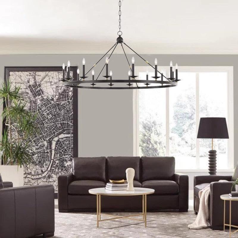 Metavaya Chandelier Dia 45cm x H 100cm / black Remington Iron Round Chandelier 6938617781866 M2023092502-1