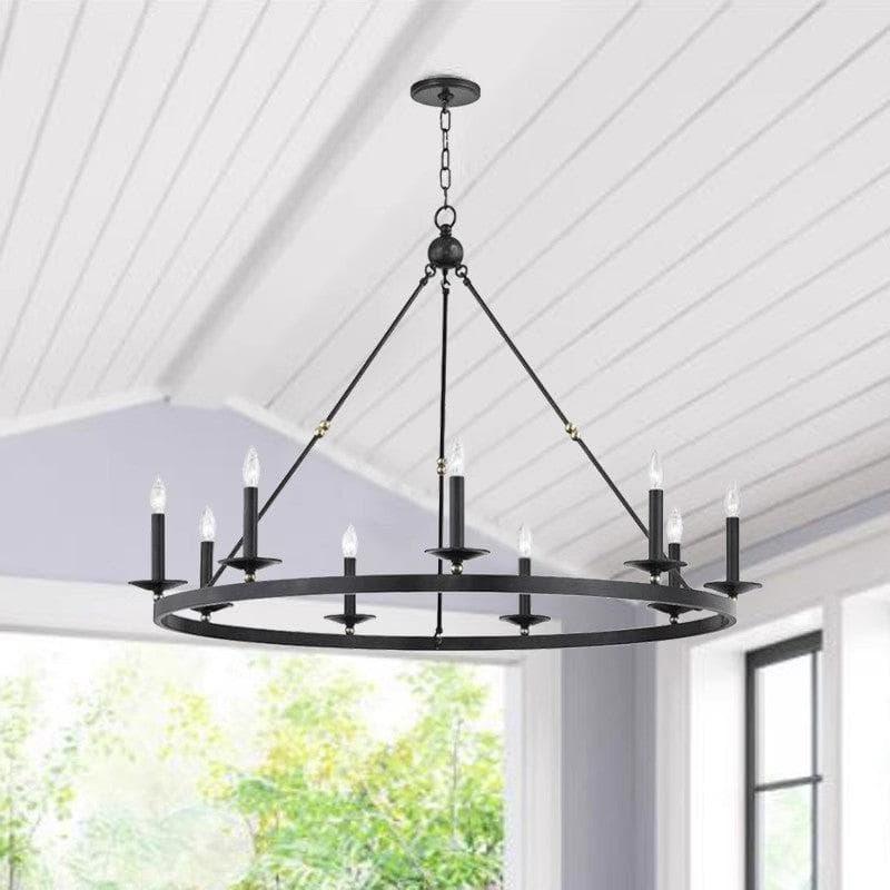 Metavaya Chandelier Dia 45cm x H 100cm / black Remington Iron Round Chandelier 6938617781866 M2023092502-1